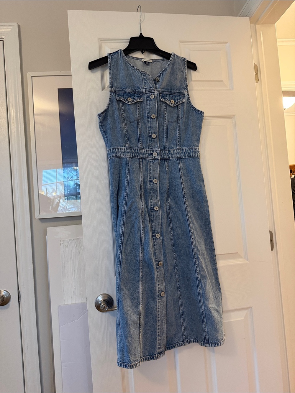 American Eagle Outfitters Light Blue Sleeveless Denim Midi Dress